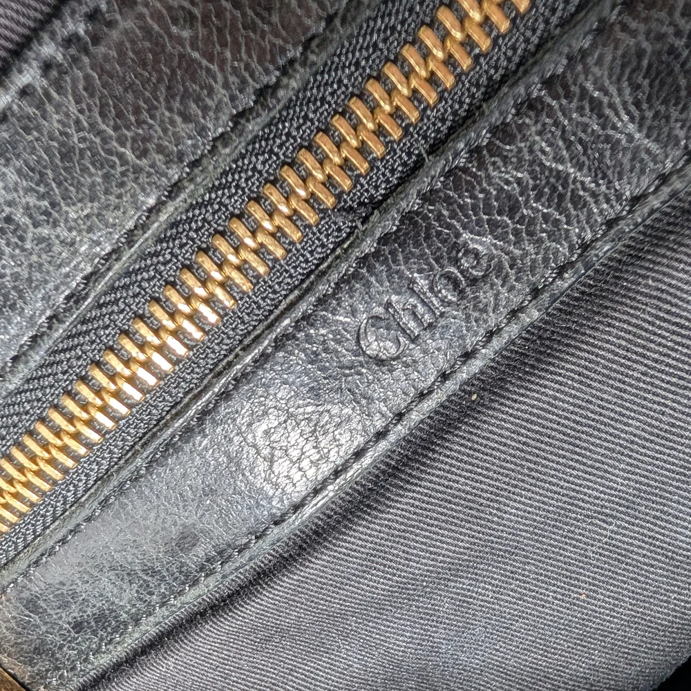 Chloe Black Leather Shoulder Bag with Gold Accents - Picture 10 of 11